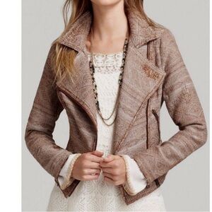 Free People Jacquard Tapestry Moto Jacket